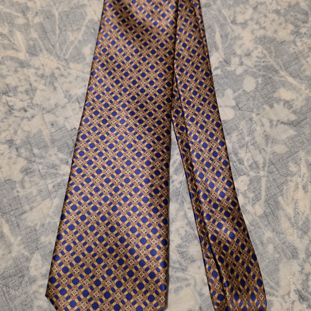 Stefano Ricci Royal Blue and Gold Geometric Tie